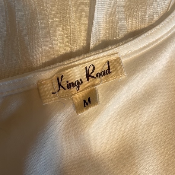 Kings road women’s dress medium White vneck sleeveless empire waist NWOT - Picture 5 of 8